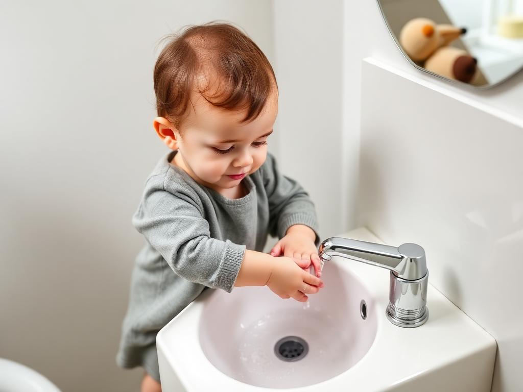 Child developing self-care skills through practical life activities